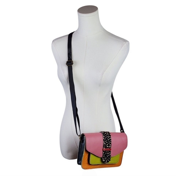 Soruka Grace Colorblock Reversible Leather Loop Crossbody Bag Multicolor - Picture 1 of 15